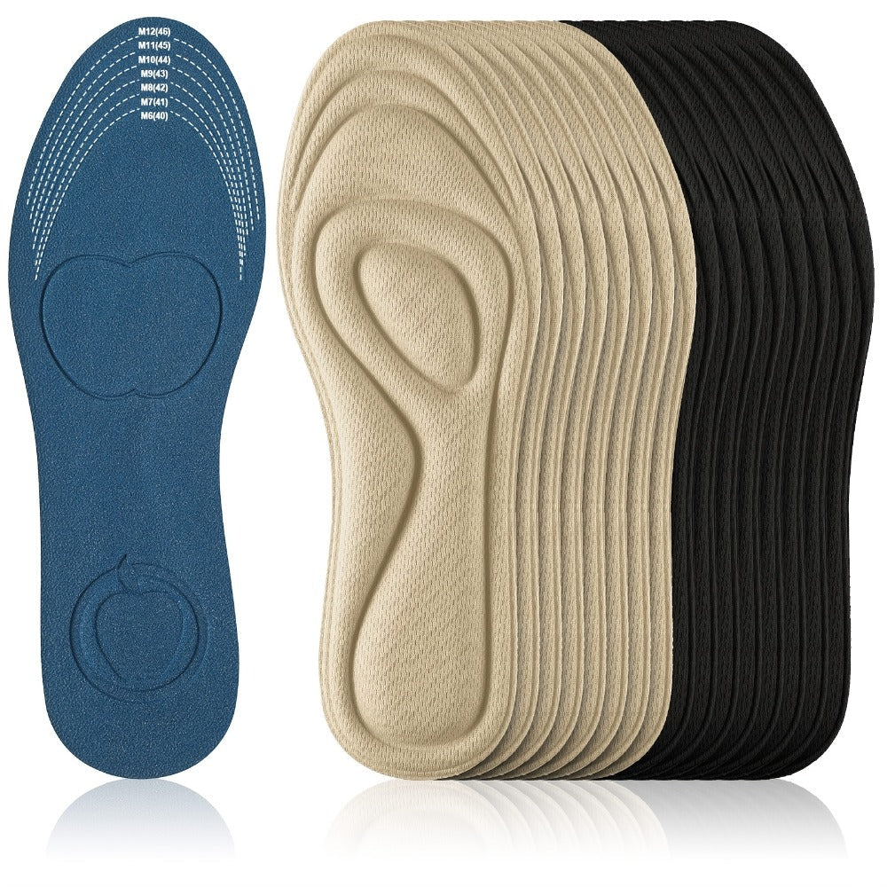 Shoe Insoles 8 Pairs 3D Cushioning Inserts for Men Women Sponge Replacement Innersoles for Work Boots Sneakers Everyday Shoes Sizes 6-11 Classic Colors