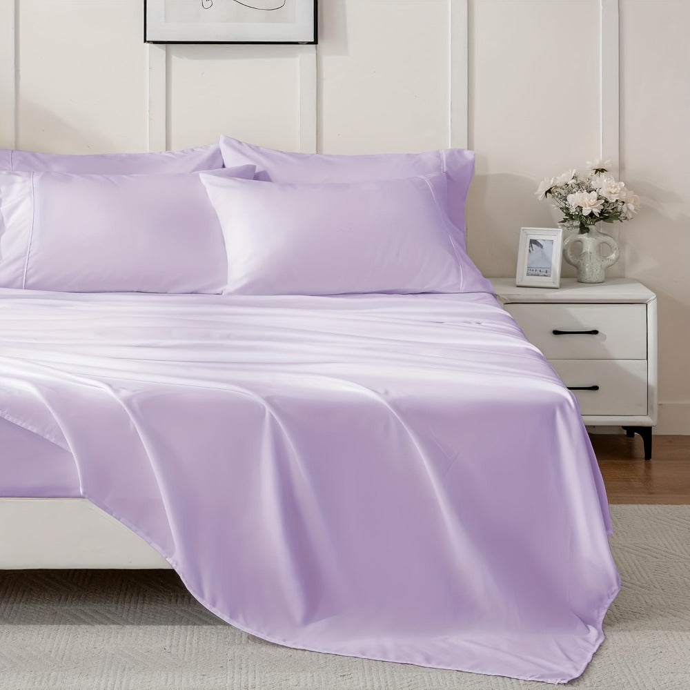 Bamboo Cooling Bed Sheets 6-Piece Set Deep Pocket Fits Twin Full Queen King Ultra-Soft Breathable Bedding for Hot Sleepers Machine Washable Double-Stitched