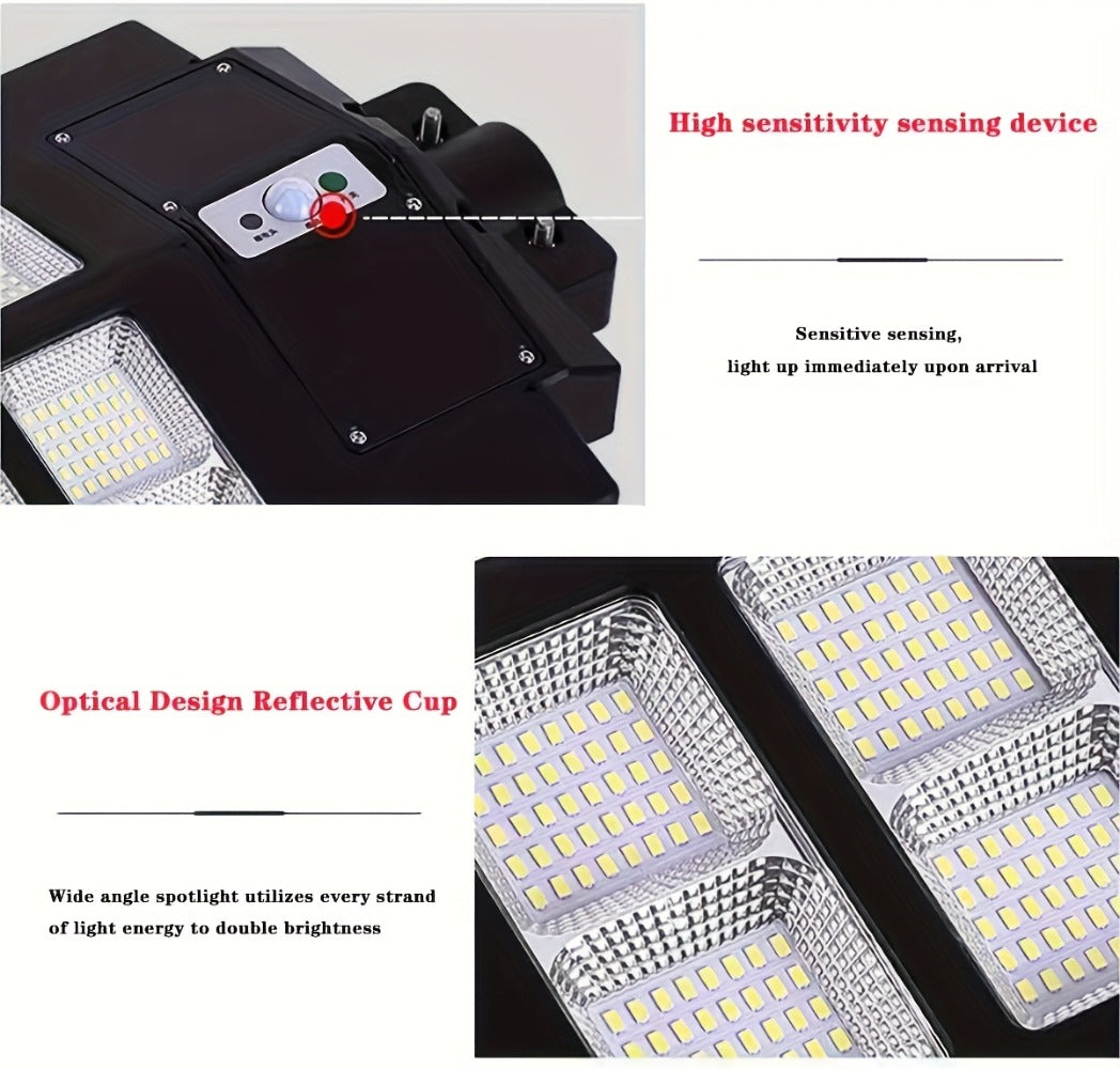 Solar Street Lights Outdoor 800 LED IP54 Waterproof with Motion Sensor ¨C 6500K Dusk to Dawn Flood Light, Remote Control, Adjustable Brightness & Timer for Parking Lot Yard Garage Driveway Rural Area
