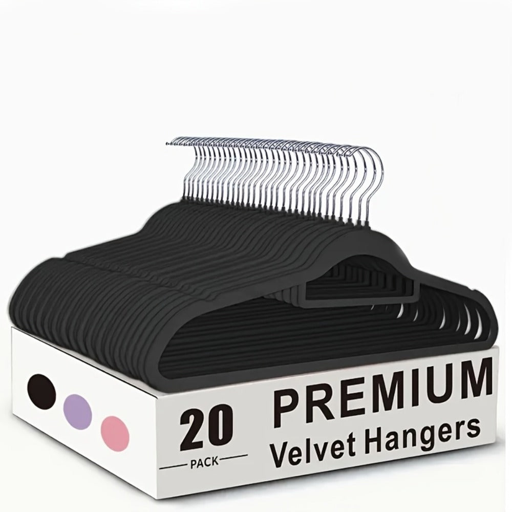 Velvet Hangers Non-Slip Slim Space Saving Clothes Hangers, Premium Flocked Suit Hangers for Closet Organization, Ultra Thin Strong Coat Hangers for Shirts Dresses Pants, 20 or 50 Pack Black Beige Pink