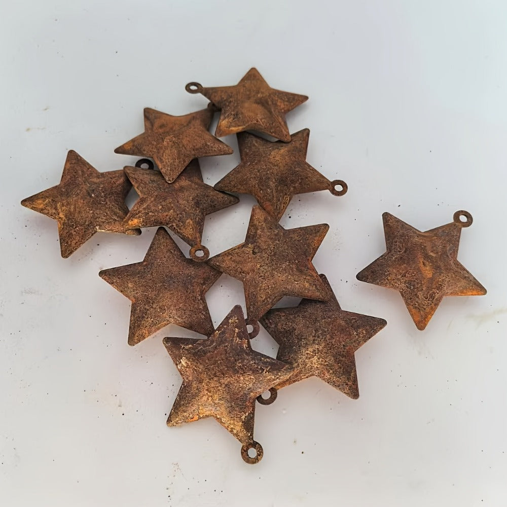 Christmas Bells Decorations 62pcs Set ¨C Rustic Iron Jingle Bells with Heart, Star & Round Shapes, Vintage Craft Bells with 2 Rolls of Rope for Christmas Tree, Party & Home Decor DIY Ornaments