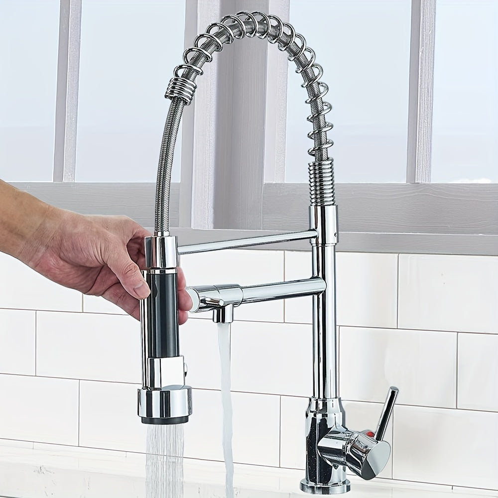 Kitchen Faucet with Pull Down Sprayer Single Handle Single Hole High Arc Spring Commercial Sink Faucet ¨C 360¡ã Swivel Splash-Proof Nozzle, Matte Black Chrome Brushed Nickel, Modern Monobloc Mixer Tap