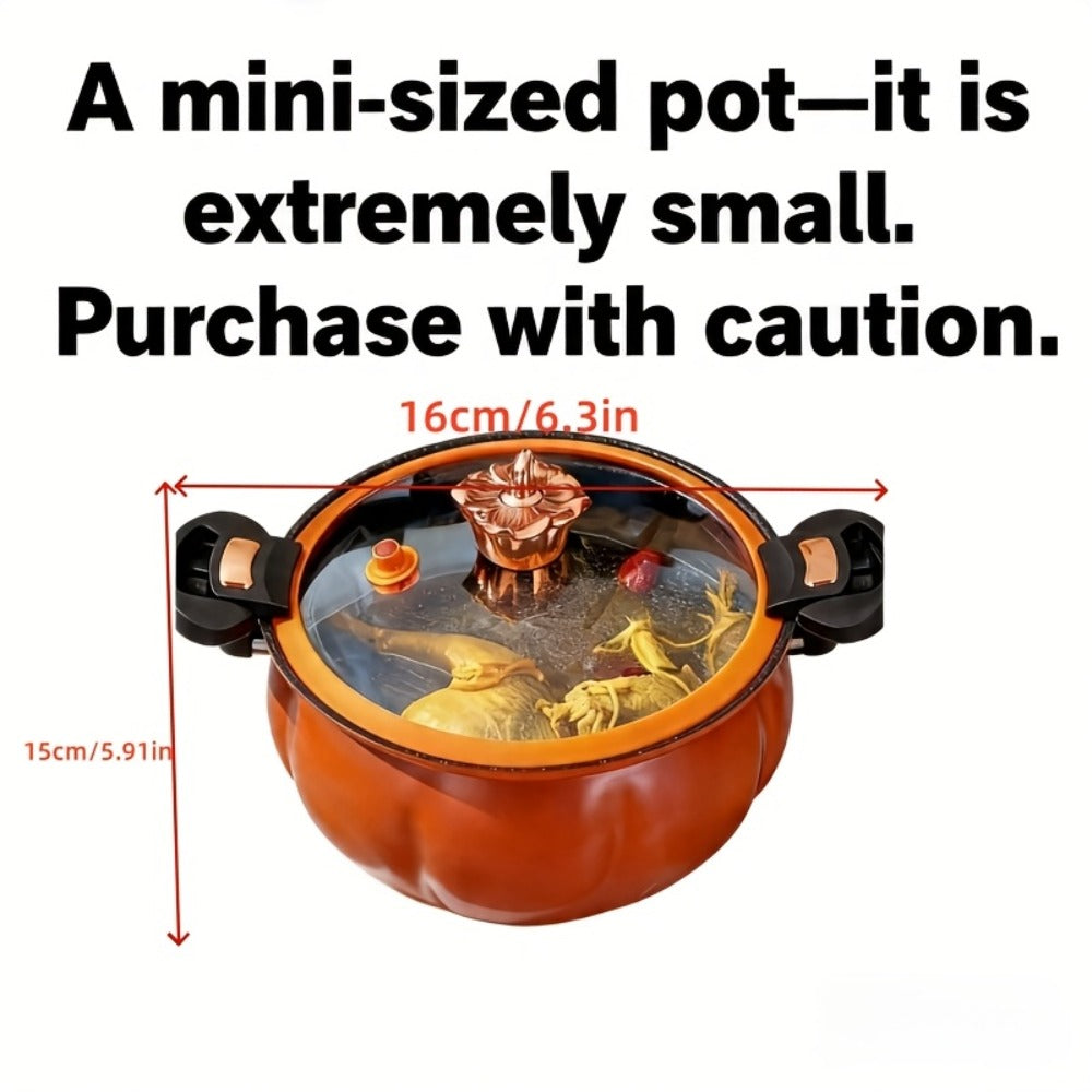 Nonstick Soup Pot Large Capacity 1.85 Gallon Twist Lock Handle Cooking Pot for Gas Stove Induction Cooker Open Flame Multifunctional Stew Pot for Home Restaurant Orange