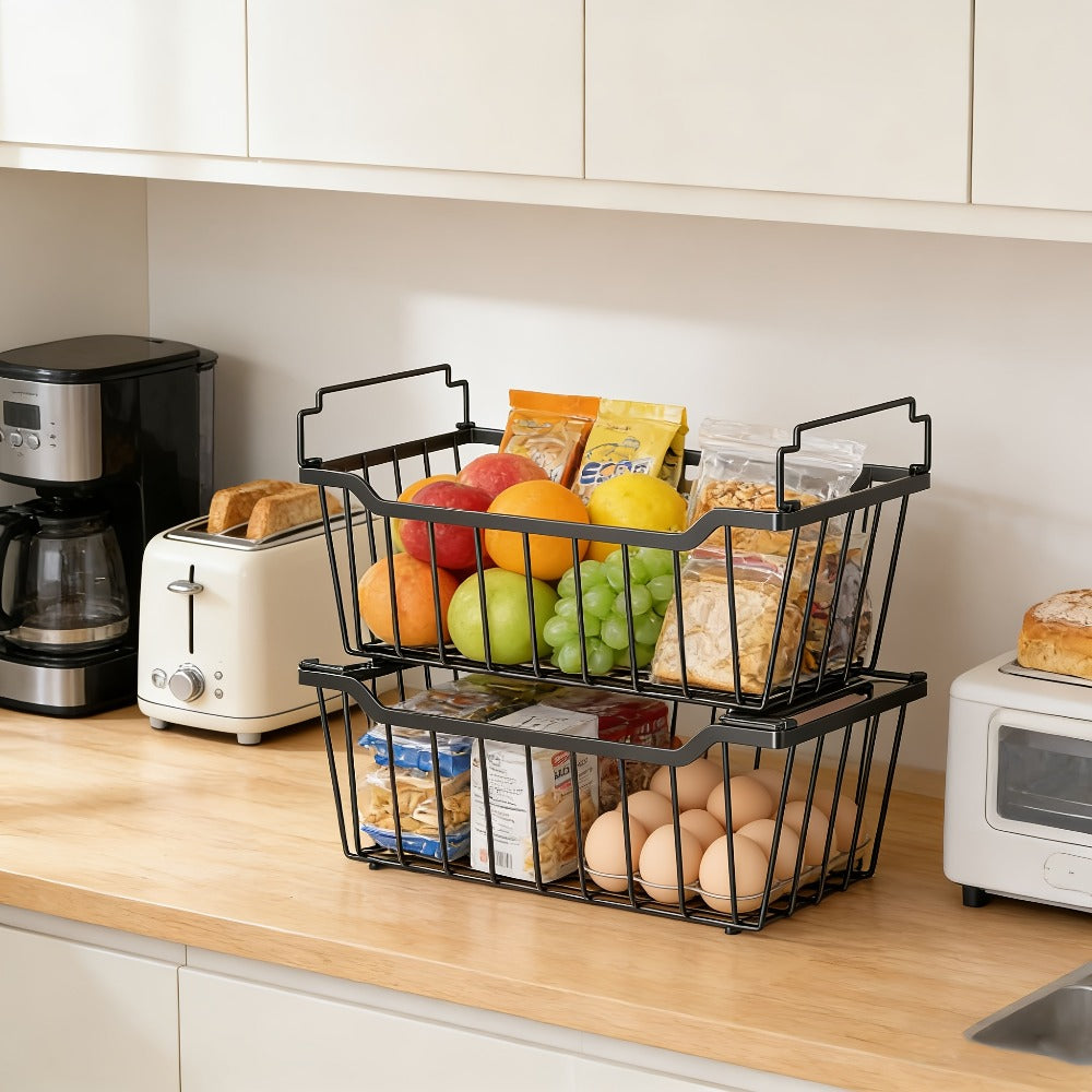 Freezer Organizer Bins Stackable with Foldable Handle - Chest Freezer Storage Baskets Rack, Space Saving Refrigerator Organizer Bins, 4 or 8 Pack