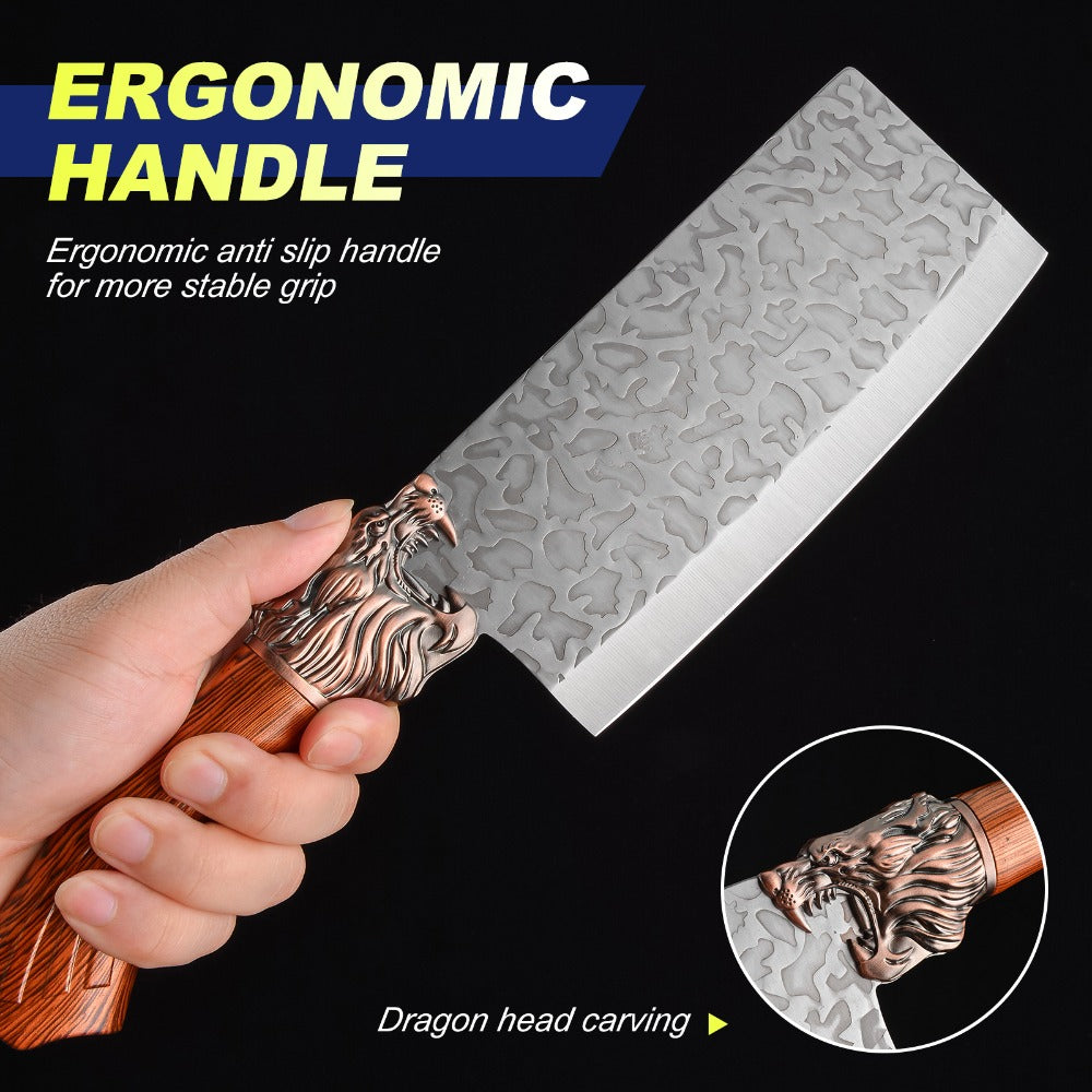 Kitchen Knife Set Professional Forged Chef Knife Set Full Tang Blades with Poultry Shears Meat Knife Carving Knife Cleaver Cooking Gift for Women Home Kitchen