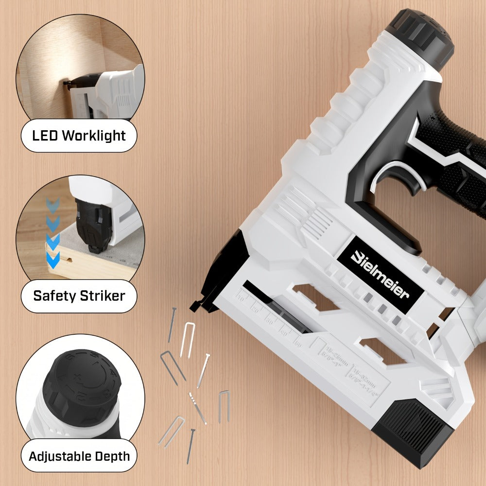 Cordless Stapler Nailer 2-in-1, 20V/4V Brad Nailer Without Compressor, Lightweight with Safety Striker Guard, Battery & Charger Included, 1600/2000 Nails & Staples, for Carpentry, Upholstery & DIY Projects