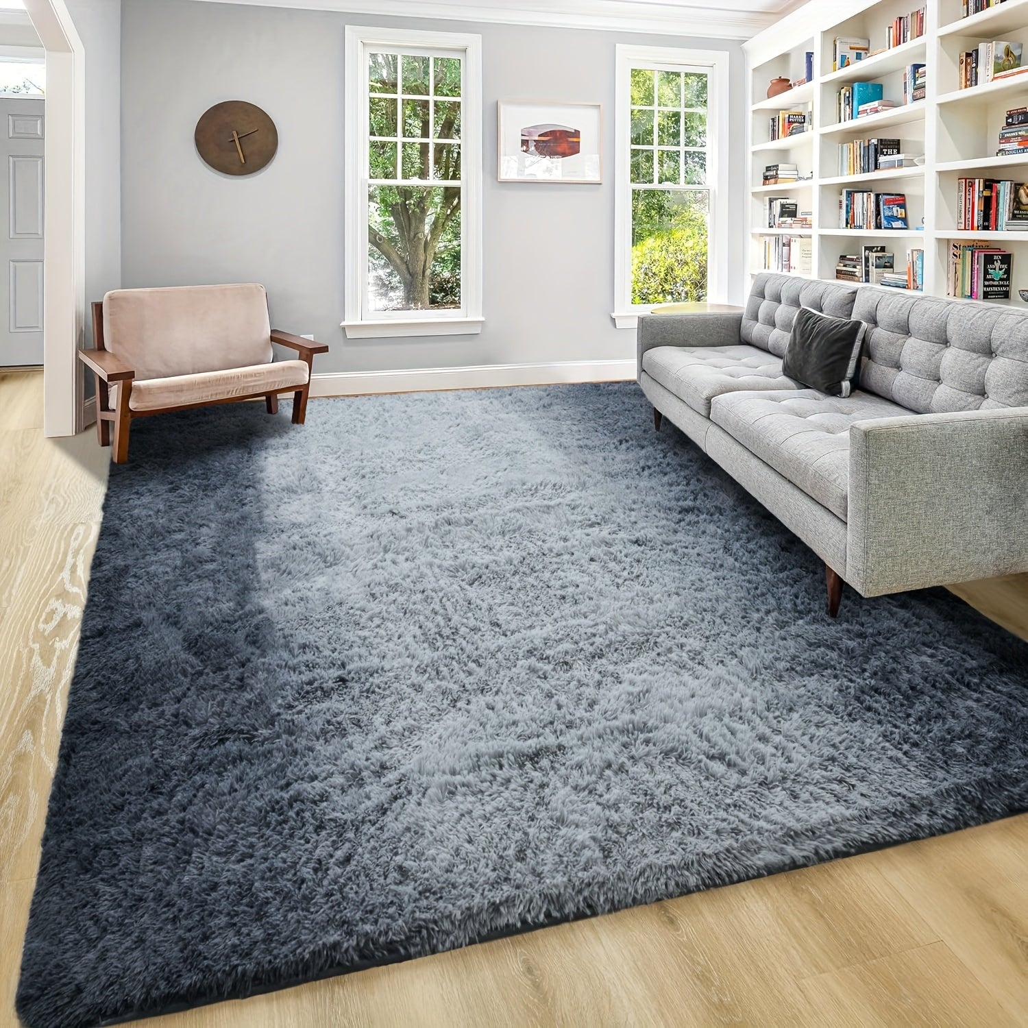 Shaggy Plush Area Rug - Soft Fluffy Carpet for Living Room, Bedroom & Sofa | Non-Slip Machine Washable Tie-Dye & Solid Color Long Pile Rug | Luxury Home Decor Floor Mat in Multiple Sizes & Colors