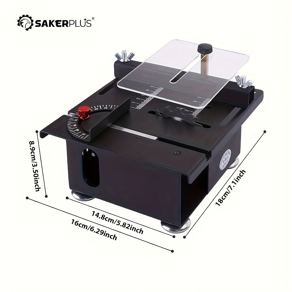 100W Electric Mini Table Saw with Woodworking Pen Set, 7-Speed & Angle Adjustable, 16mm Max Cutting Depth, Precision Crafts Model Making DIY Jewelry Home Projects, Great Gift for Men & Beginners