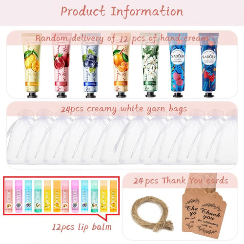 24pcs Bulk Lip Balm & Hand Cream Gift Set ¨C Party Favors, Wedding & Thank You Gifts for Guests