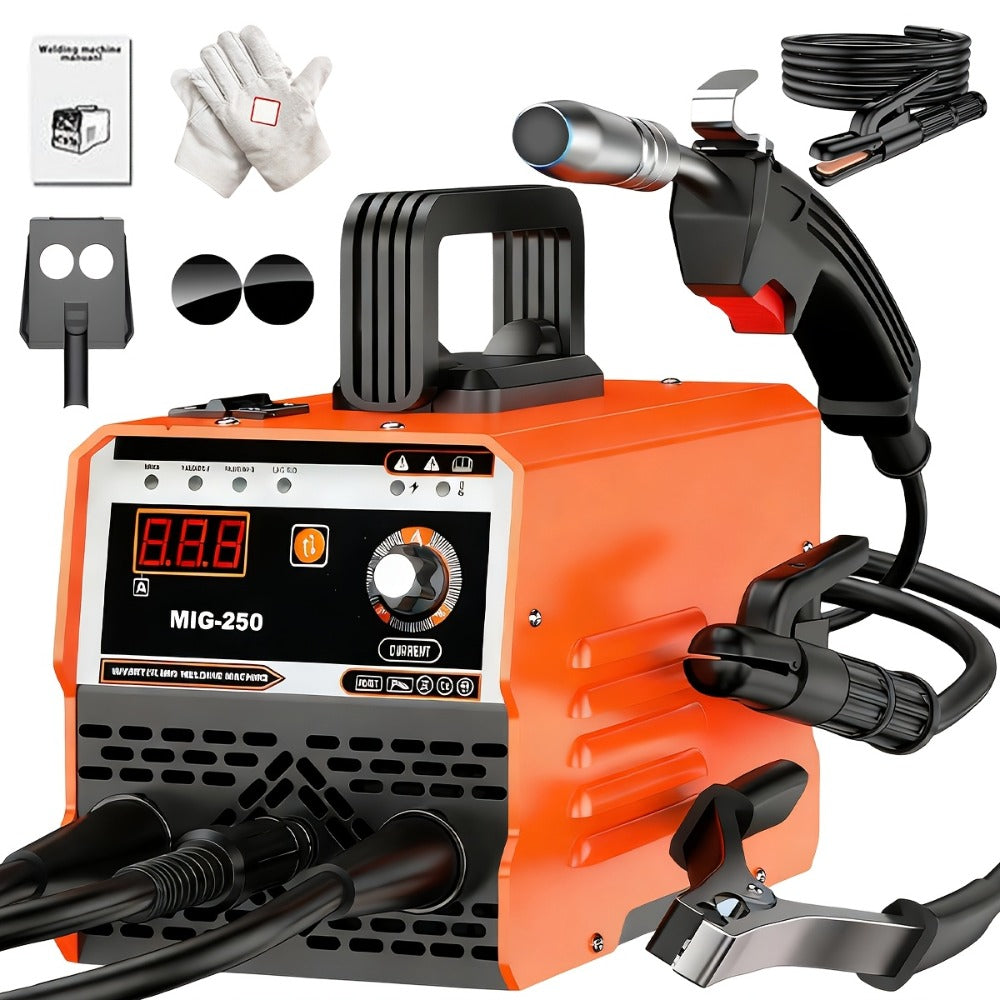 MIG Welder 3-in-1 Welding Machine 110V 105A Gasless MIG Stick ARC Portable Welder Kit with Rubber Case ¨C Complete Starter Set with Welding Wire Rods Mask Gloves for Beginners Home Industrial Repair