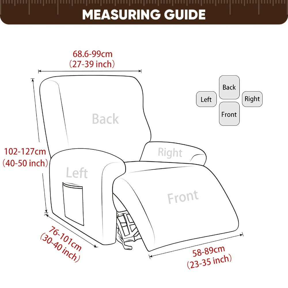 Stretch Recliner Slipcover with Pocket | All-Season 95% Polyester Spandex, All-in-One Recliner Chair Cover, Removable Washable Soft, Living Room Home Decor, 9 Colors