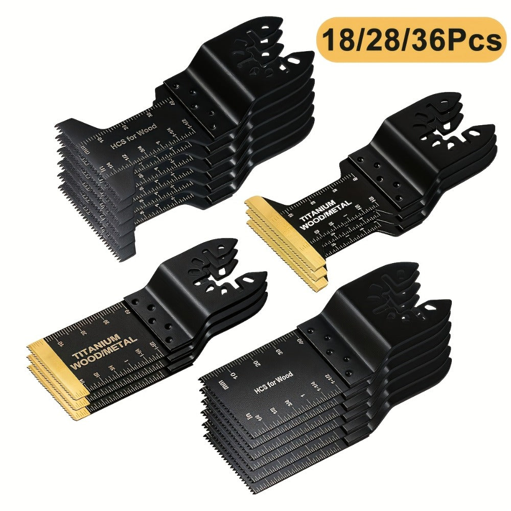 Titanium Oscillating Multi Tool Blades Universal Quick Release Saw Blades Set for Cutting Metal Nails Wood Plastic Compatible with Major Brands 18 28 50 Piece Options