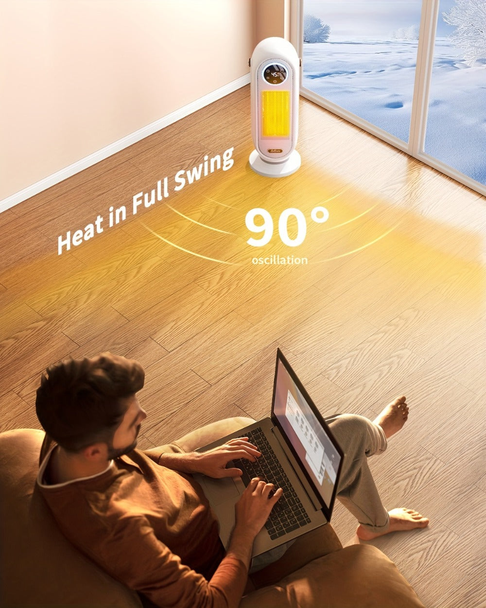 Space Heater 1500W with Remote Control & Digital Display ¨C Portable Electric Heater for Indoor Use, 90¡ã Oscillation, Overheat Protection, Ultra-Quiet Room Heater for Bedroom, Office & Home