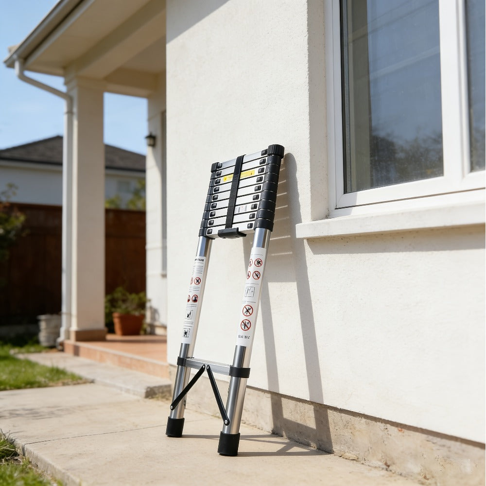 Telescoping Extension Ladder Aluminum Heavy Duty 330 LBS ¨C 6.5 / 8.5 / 10.5 / 12.5 FT Folding Telescopic Ladder, Easy Store, Multi-Purpose for Roof Repair, Painting, Gutter Cleaning & Outdoor Work