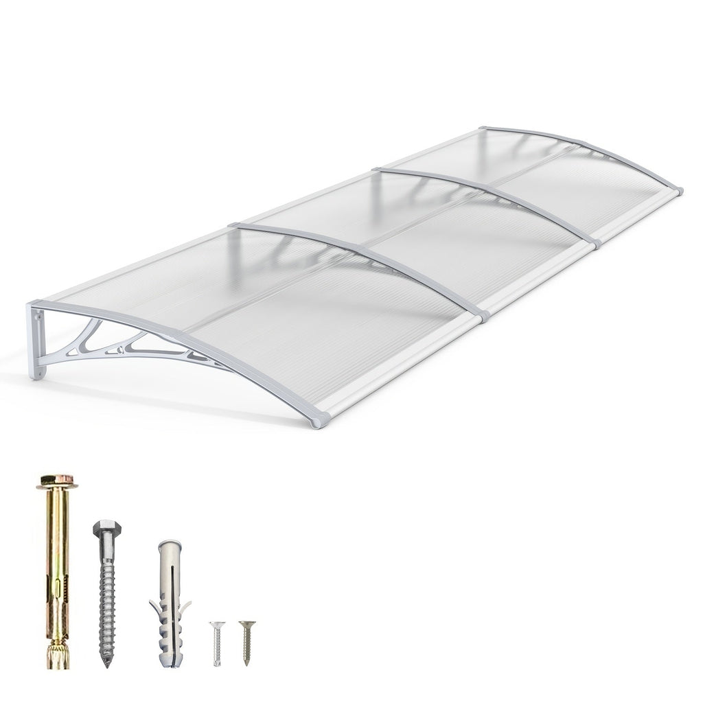Window Awning Door Canopy Polycarbonate Overhang ¨C UPF 50+ UV & Rain Protection, Leak-Proof Hollow Sheet, Weather-Resistant Outdoor Patio Awning for Doorways, Windows, Storefronts ¨C Multiple Sizes & Colors