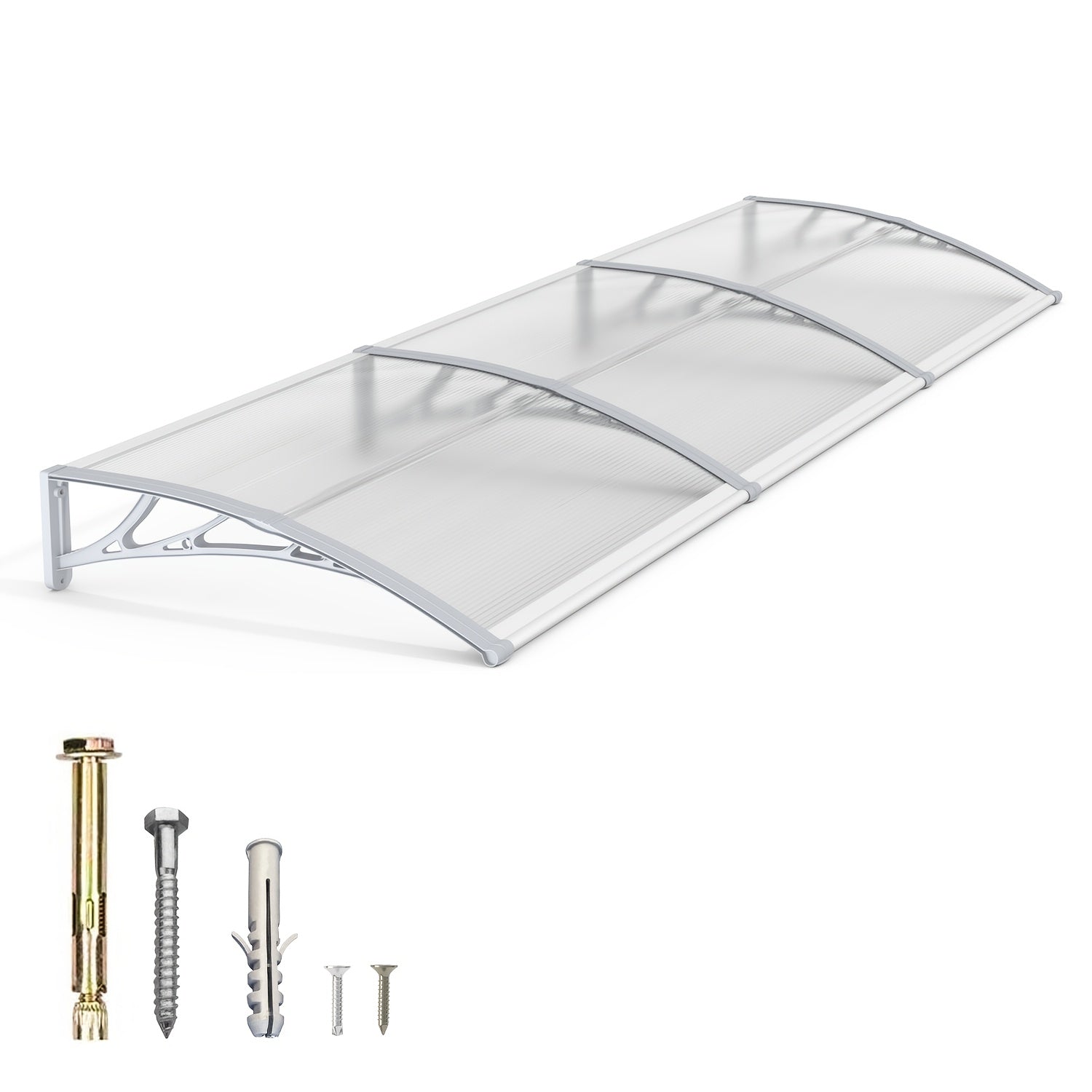 Window Awning Door Canopy Polycarbonate Overhang ¨C UPF 50+ UV & Rain Protection, Leak-Proof Hollow Sheet, Weather-Resistant Outdoor Patio Awning for Doorways, Windows, Storefronts ¨C Multiple Sizes & Colors