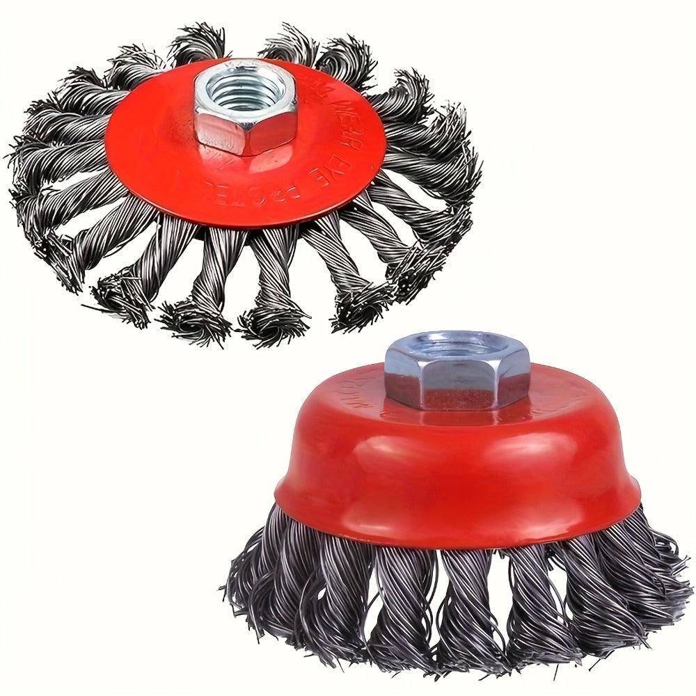 Wire Wheel Cup Brush 4 Inch Stainless Steel for Angle Grinder 2 Pack Metal Cleaning Rust Removal Paint Stripping Weld Cleaning Tool for DIY Professional Mechanics Craftsmen