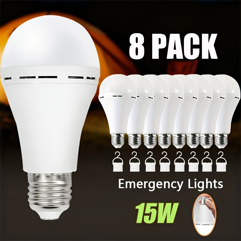 Emergency Light Bulb for Power Outages 2000mAh Rechargeable LED 6000K with Backup Battery ¨C Auto-On Failure Detection, Hangable Emergency Lighting for Home Camping Power Failure, 4 8 12 Pack