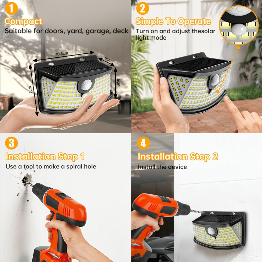 Solar Step Lights Outdoor 120 LED Motion Sensor ¨C 270¡ã Wide Angle IP65 Waterproof Wall Light with 3 Modes | 18-Hour Solar Powered Stair Light for Pathway, Fence, Garage & Deck | 4/6/8 Pack