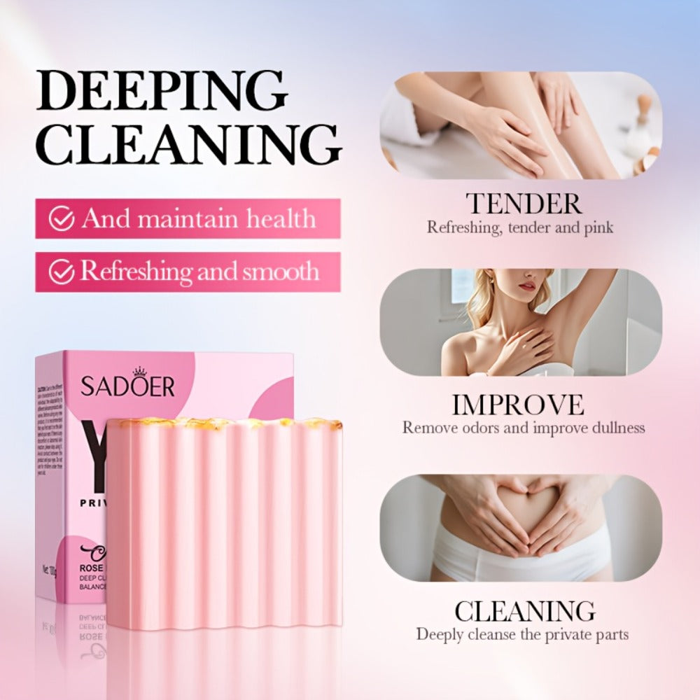 Intimate Cleansing Soap Rose Essence Built-in Bubble Net Rich Foam pH Balance Moisturizing Private Parts Soap for Women Peach Strawberry 2pcs 4pcs
