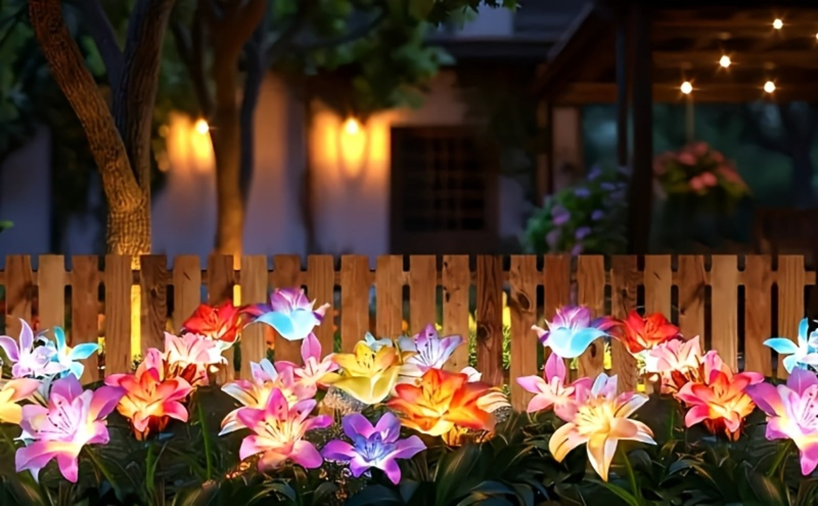 Solar Garden Lights Blooming Lily Flower | 7 Color Changing LED | Waterproof Outdoor Solar Stake Lights | Yard Patio Pathway Gravestone Decor | 2 4 12 Pack Solar Flower Lights
