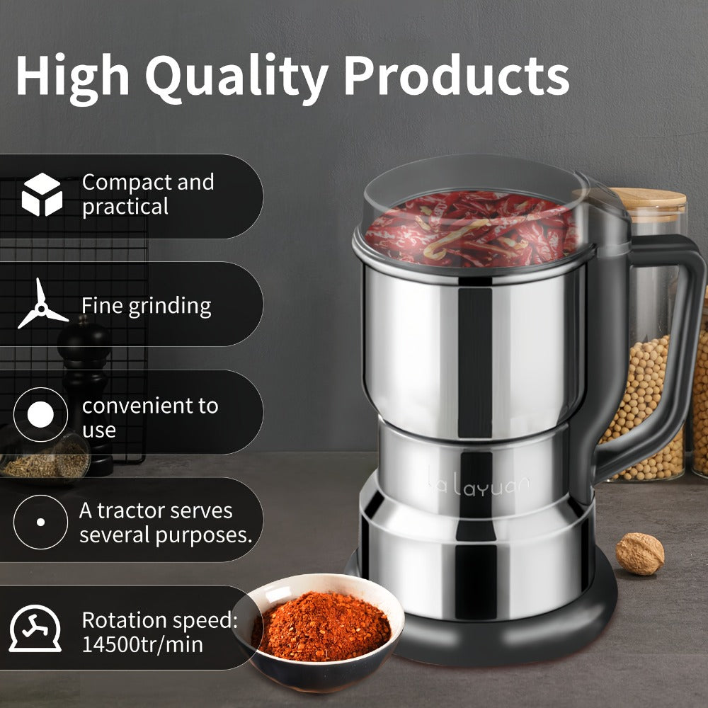 Coffee Bean Grinder 300W 8-Blade Stainless Steel 400g 14oz Large Capacity Up to 36 Cups 10-Second Fast Grinding Spice Grain Nut Dry Food Processor One-Touch Button