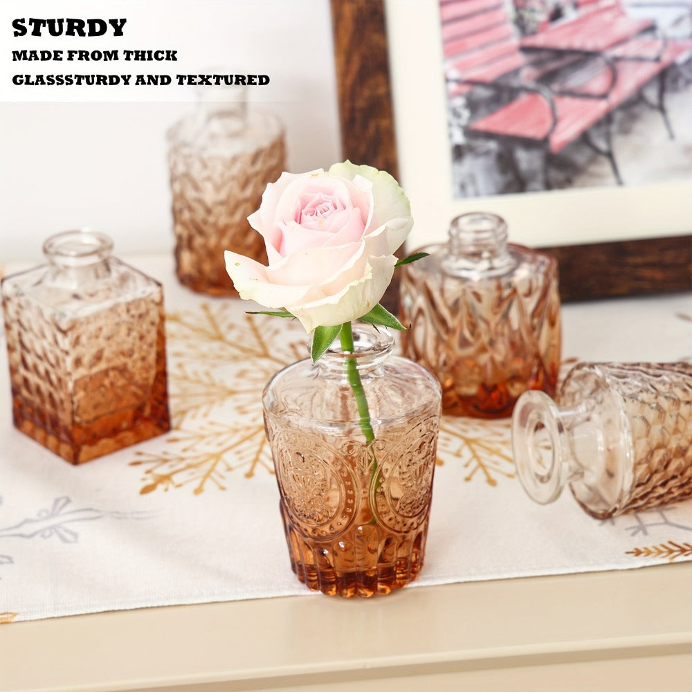 Amber Glass Bud Vase Set of 36 Small Vases for Flowers Mini Flower Vases in Bulk for Rustic Wedding Centerpieces Vintage Home Table Decor Halloween Christmas Multiple Sizes