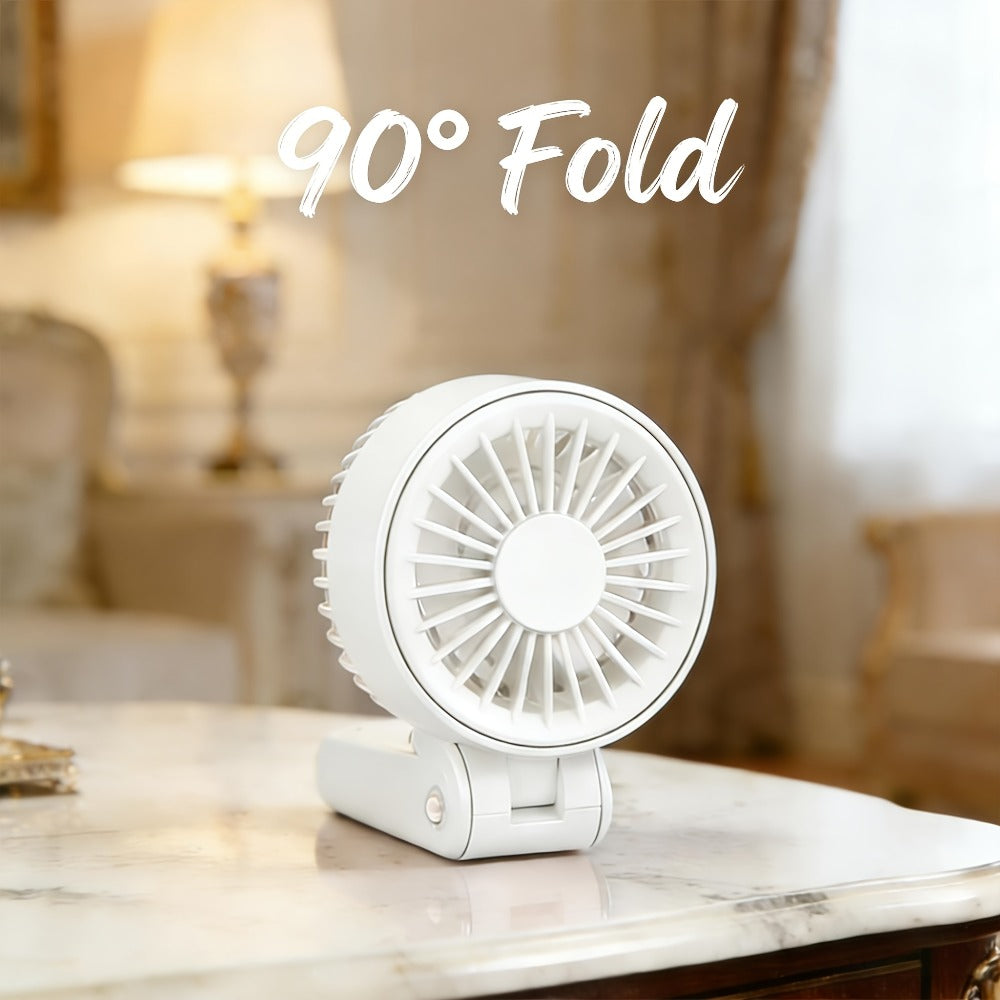 Handheld & Standing Fan Rechargeable USB | 3-Speed Portable Mini Fan, Foldable Dual-Mode Design for Travel, Office & Outdoor Use ¨C Perfect Summer Gift for Women & Girls, White & Blue, 1pc & 2pcs