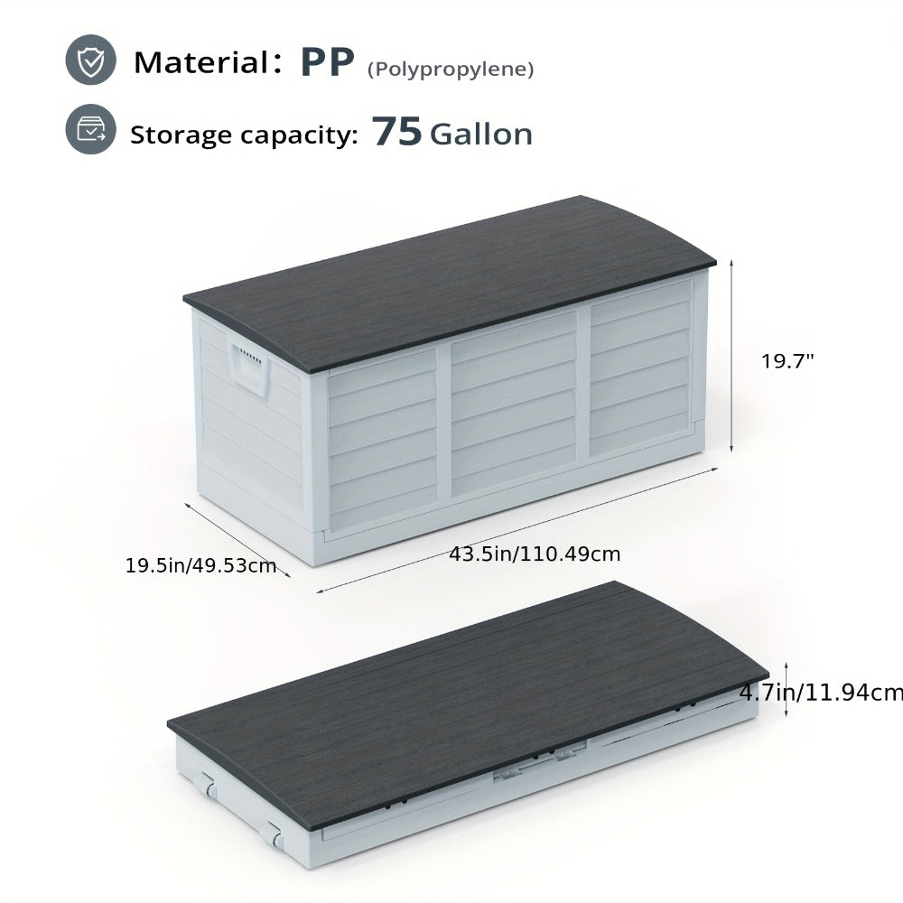 75 Gallon Deck Box with Wheels ¨C 284L Resin Outdoor Storage Box Lockable Plastic Container for Patio, Pool & Garden, 110 lbs Capacity, Multiple Colors, Weatherproof Outdoor Storage Cabinet