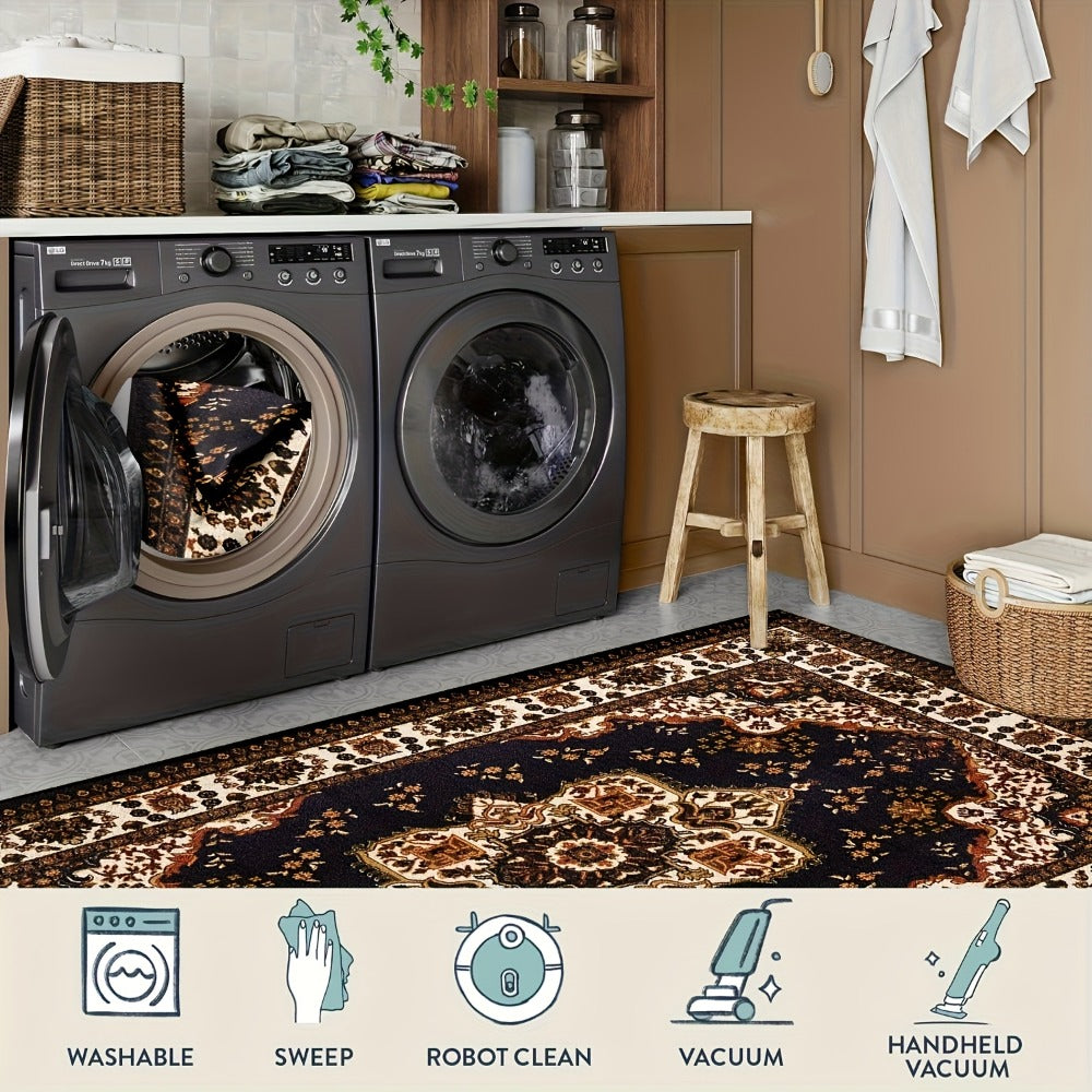 Bohemian Round Rug Large - Soft Non-Slip Machine Washable Vintage Area Rug for Living Room Bedroom Floor Decor
