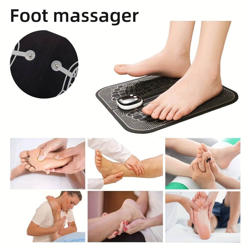 Electric Foot Massager Pad - EMS Foot Muscle Stimulator with 8 Modes & 19 Intensity Levels, USB Rechargeable Foot Massage Mat for Circulation, Pain Relief, Plantar Fasciitis & Full Body Relaxation