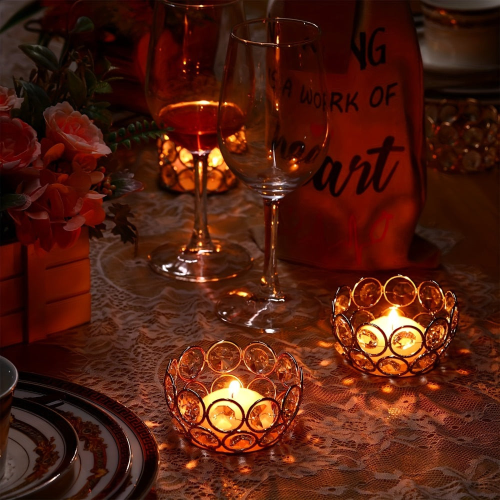Tea Light Candle Holders Set of 20 ¨C Crystal Bowl Votive Holders for Wedding Centerpiece, Dining Table, Home Decor & Party ¨C Gold & Silver Glass Tealight Cups