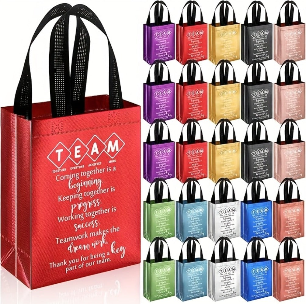 Gift Bags with Handles 15 Pack Reusable Fabric Tote Bags Inspirational Messages for Employee Appreciation Team Recognition Colleagues