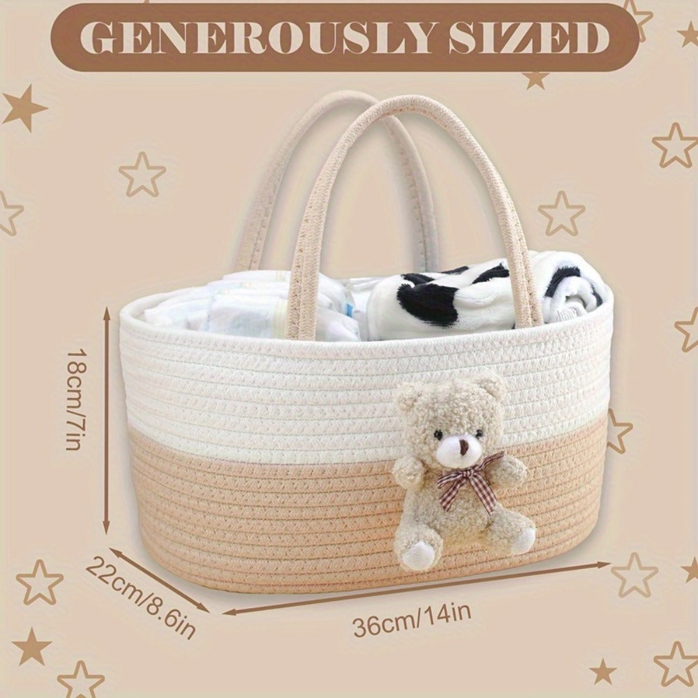 Cute Animal Woven Storage Basket ¨C Decorative Desktop Organizer for Remote Controls, Toys, Stationery & Small Items ¨C Bear, Bunny, Elephant & Giraffe Styles for Home, Nursery & Gift