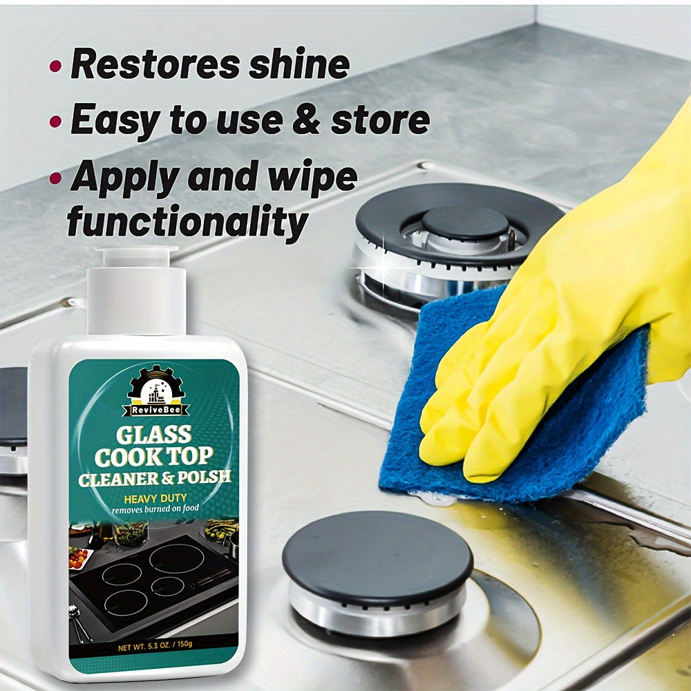 Glass Cooktop Cleaner and Polish ¨C Powerful Stain Remover, Removes Oil Film, Water Spots & Burnt-On Residue, Long-Lasting Surface Protection for Ceramic & Induction Cooktops ¨C 5 Pack Value Set
