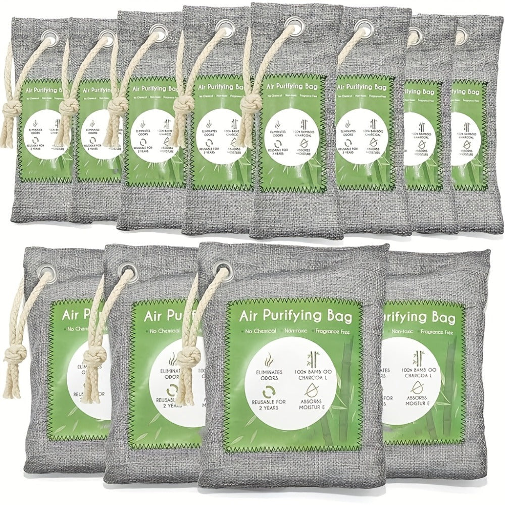 Bamboo Charcoal Air Purifying Bags Odor Absorber & Moisture Absorber Natural Activated Charcoal Odor Eliminator for Car Home Closet Shoe Refrigerator Pet Area Multi-Pack