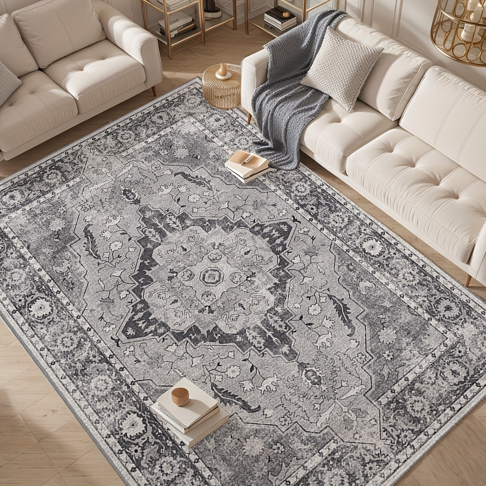 Vintage Persian Area Rug Machine Washable Non-Slip Non-Shedding Floral Indoor Carpet for Living Room Bedroom in Multiple Colors and Sizes