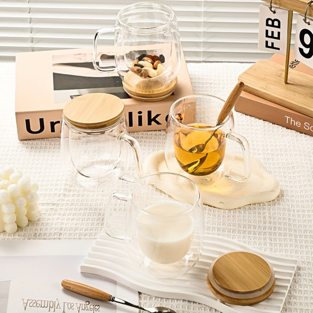 Coffee Cup Set 4 Piece 350ml 11.67oz with Lid and Spoon Durable Easy Clean for Coffee Milk Tea Juice Water Family Office Afternoon Tea Halloween Christmas Party