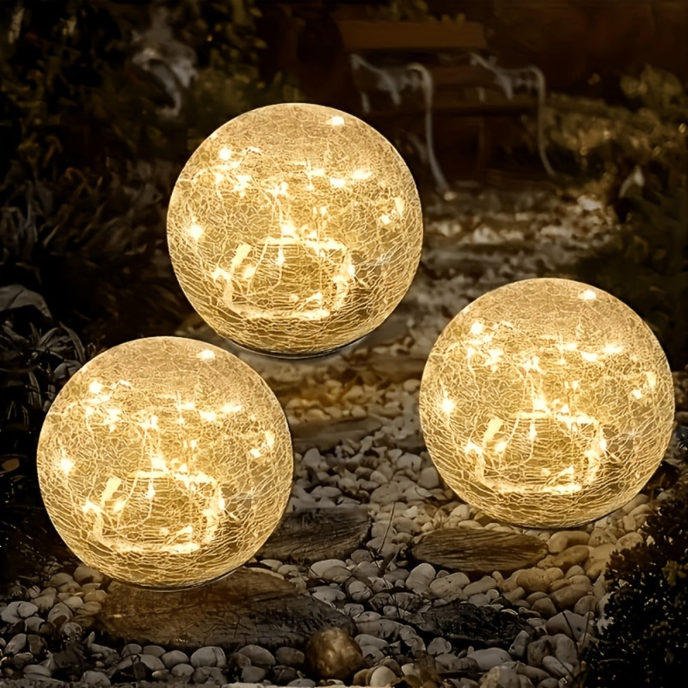 Solar Garden Lights Cracked Glass Ball ¨C LED Outdoor Decorative Solar Lawn Lights IP44 Waterproof with Ground Stake for Garden, Yard, Pathway & Lawn ¨C Set of 2 or 4