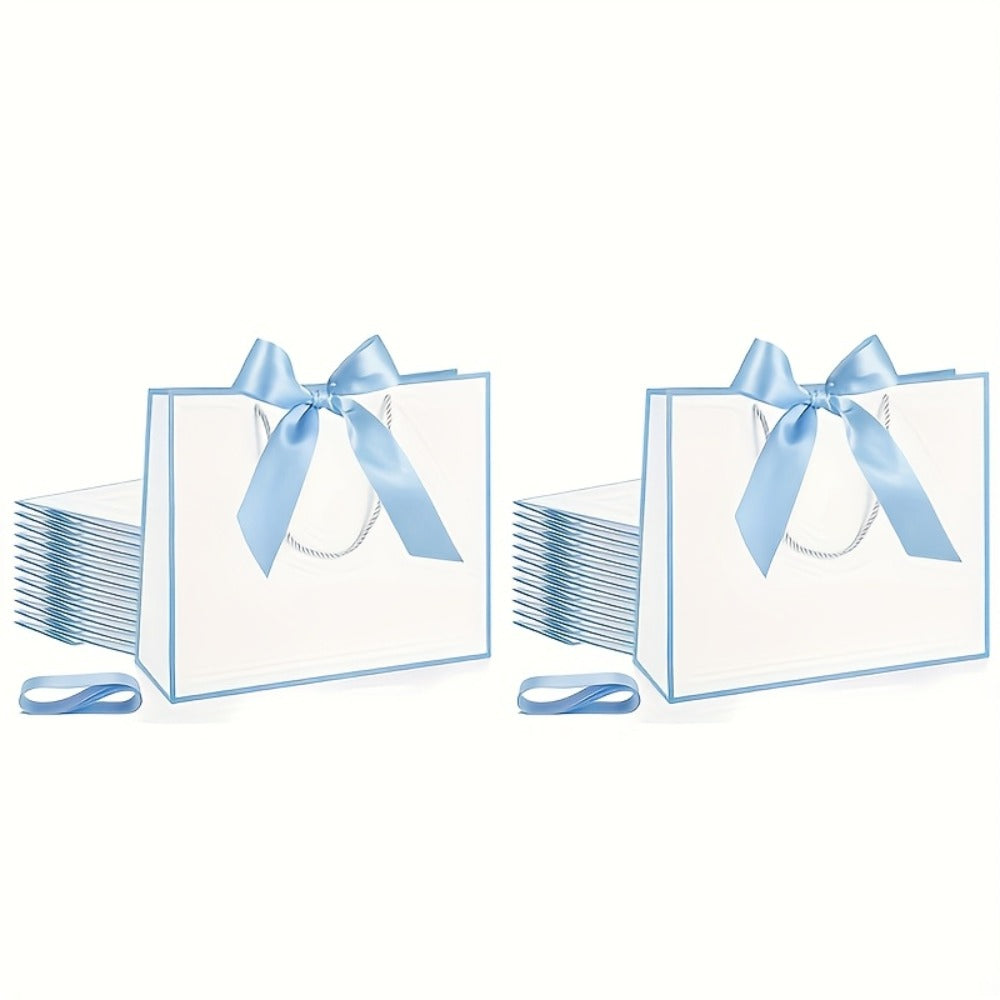 Gift Bags with Handles for Party Favors - Butterfly Ribbon Thank You Bags Wedding Baby Shower Birthday Bridesmaid Housewarming Autumn Celebration Elegant Packaging 12 24 36pcs