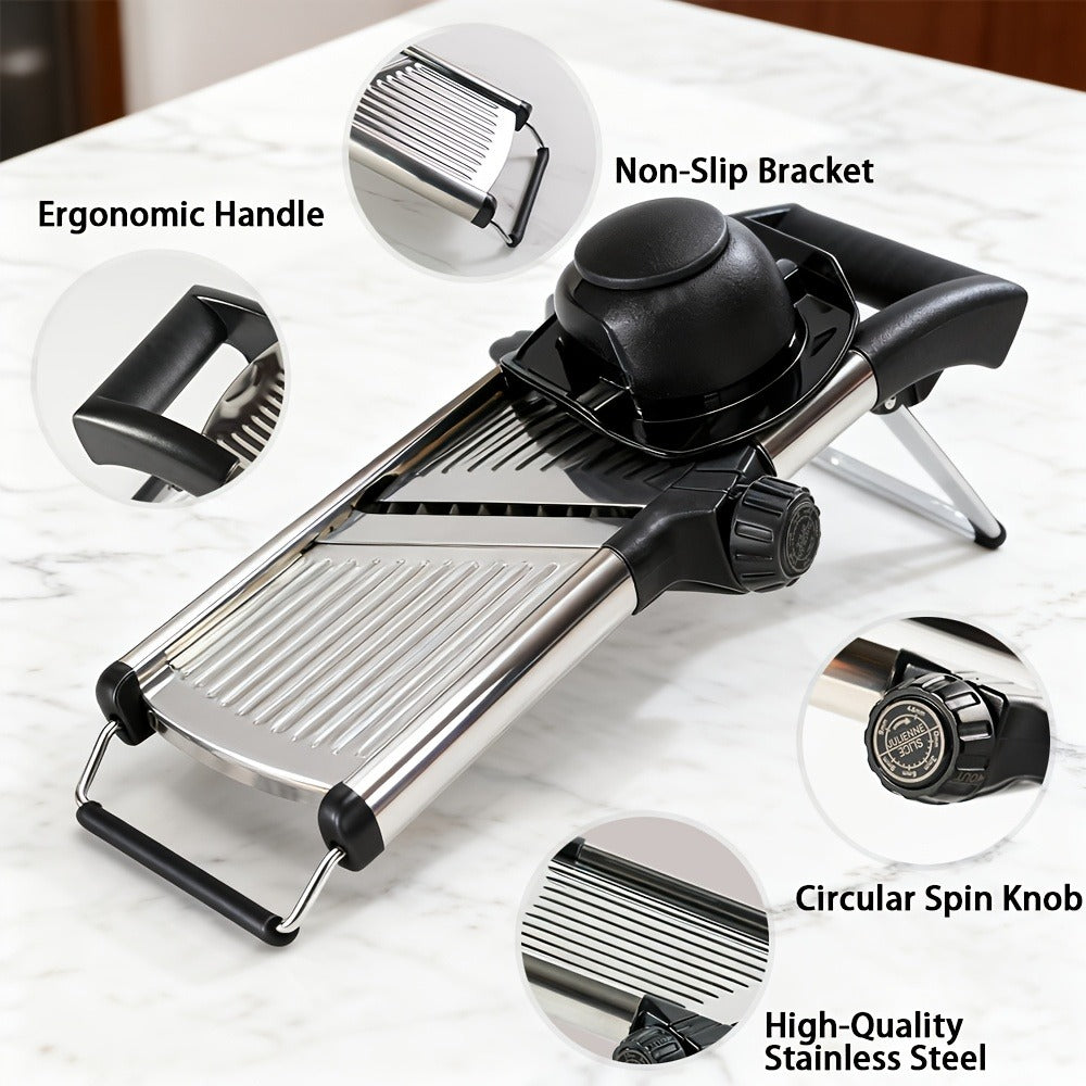 Mandoline Slicer Adjustable 5-Thickness 304 Stainless Steel ¨C Professional Vegetable Slicer for Onion, Potato, Carrot, Cheese & Fruit, Kitchen Grater with Cut-Resistant Gloves Option