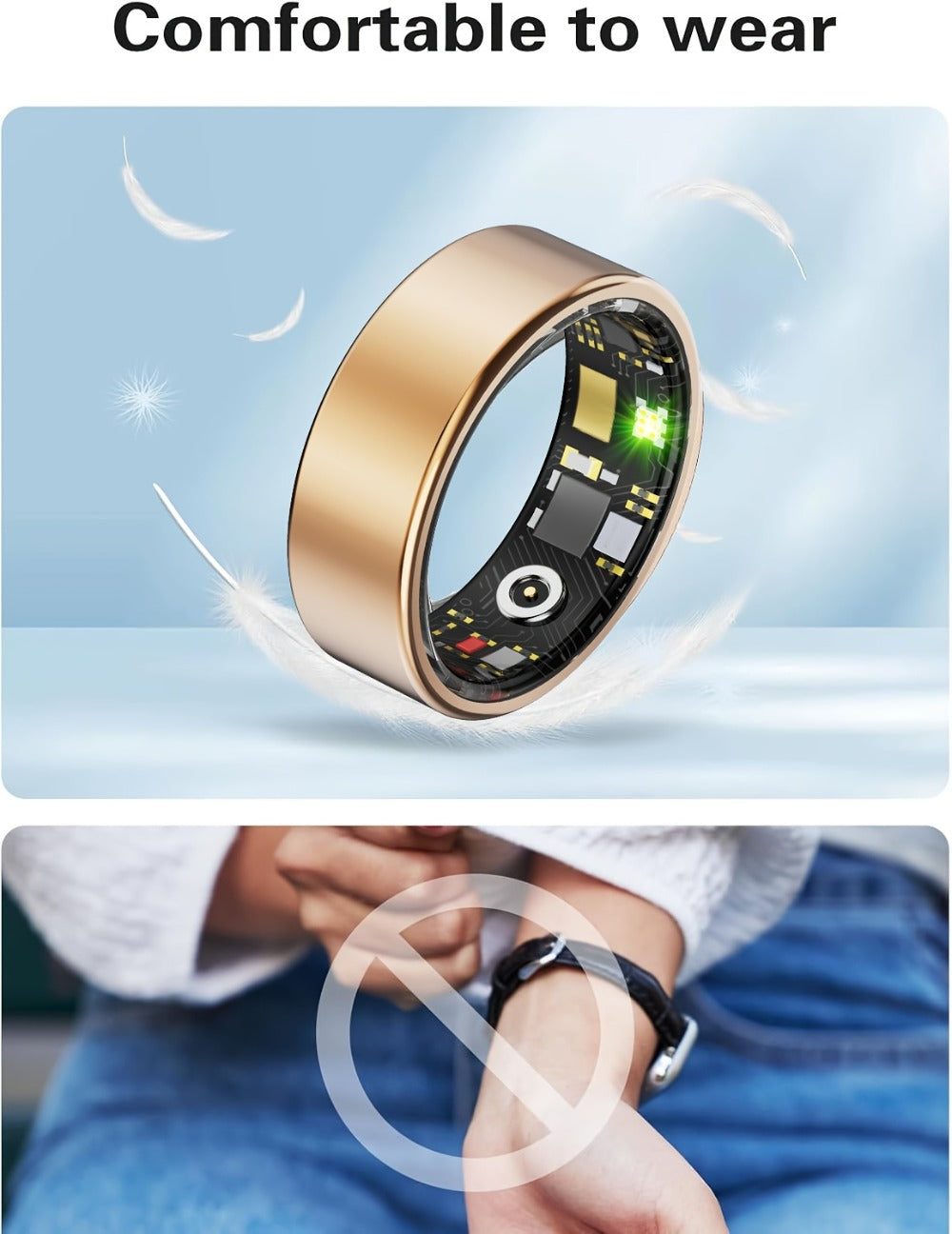 Smart Ring Fitness & Health Tracker for Men & Women ¨C Heart Rate, Sleep, Steps, Calories, Body Temp & HRV Monitoring, IP68 Waterproof, iOS & Android Compatible