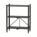 Rolling Storage Rack with Wheels 3 4 5 Tier Folding Shelving Unit No Assembly Required, Freestanding Metal Shelf Organizer for Kitchen Living Room Garage Office Basement, Black White