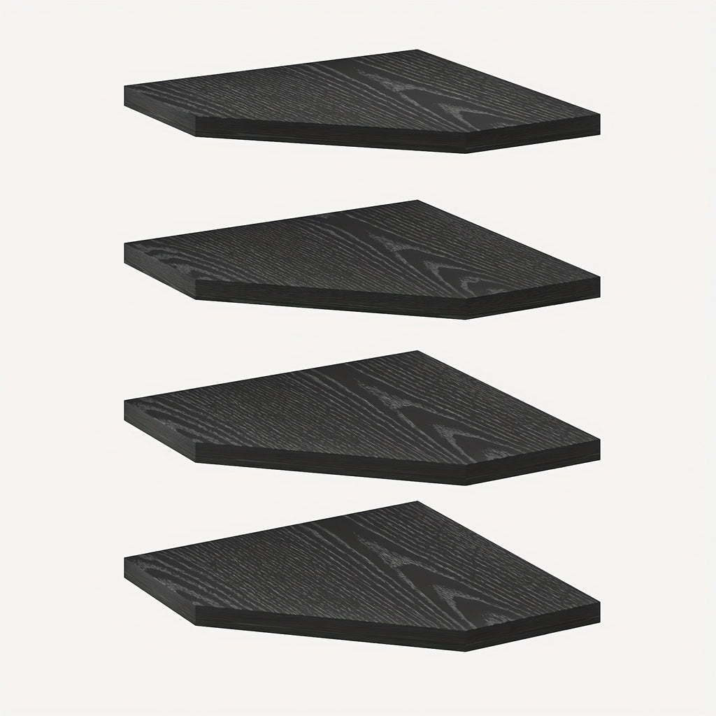 Floating Corner Wall Shelf 5-Sided Wall Mounted Storage Rack - Modern Display Unit for Bathroom, Kitchen, Bedroom & Living Room - Set of 2, 4 or 6 in Brown, Black or White