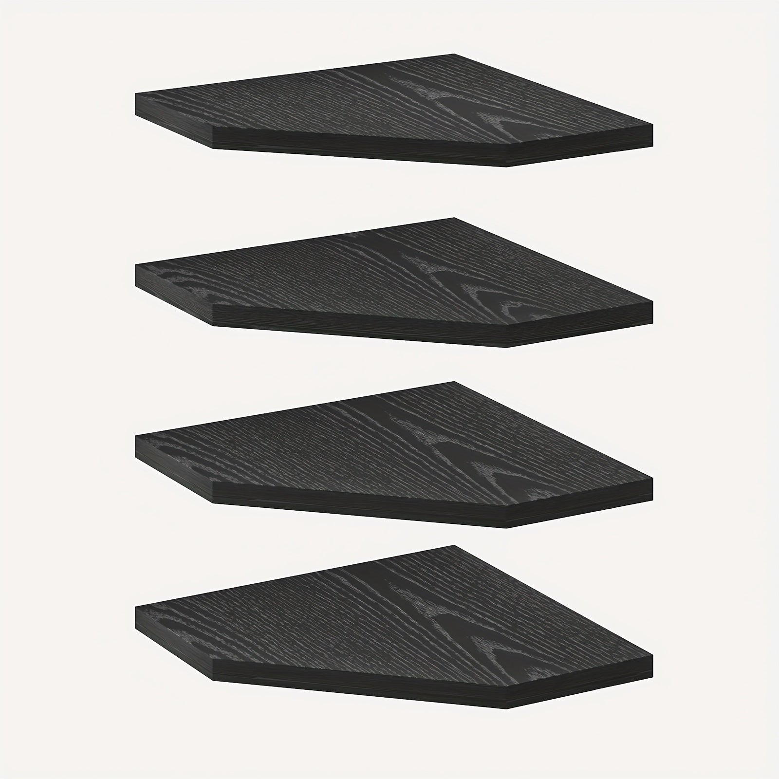 Floating Corner Wall Shelf 5-Sided Wall Mounted Storage Rack - Modern Display Unit for Bathroom, Kitchen, Bedroom & Living Room - Set of 2, 4 or 6 in Brown, Black or White