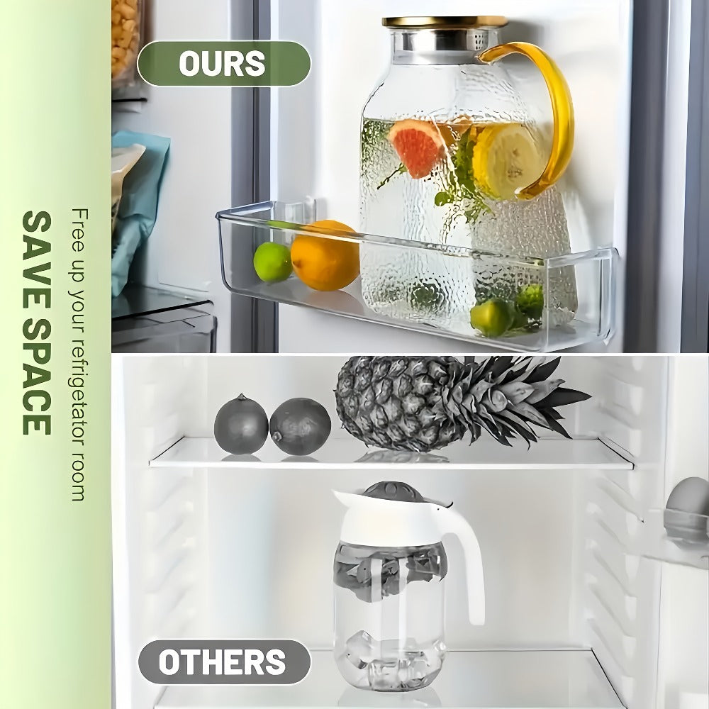 Glass Water Bottle Kettle Set ¨C Heat-Resistant Large Capacity Fridge Door Storage with Cleaning Brush & Long Spoon ¨C Perfect for Iced Tea, Cold Brew Coffee, Juice & Infused Water