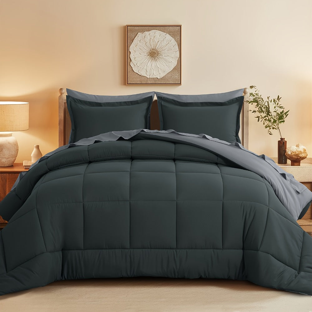 7 Piece Comforter Set Luxury Soft Fluffy Bedding All Season Bed in a Bag with Comforter Fitted Sheet Flat Sheet Pillowcases Hypoallergenic Breathable Easy Care Queen King Twin XL Full