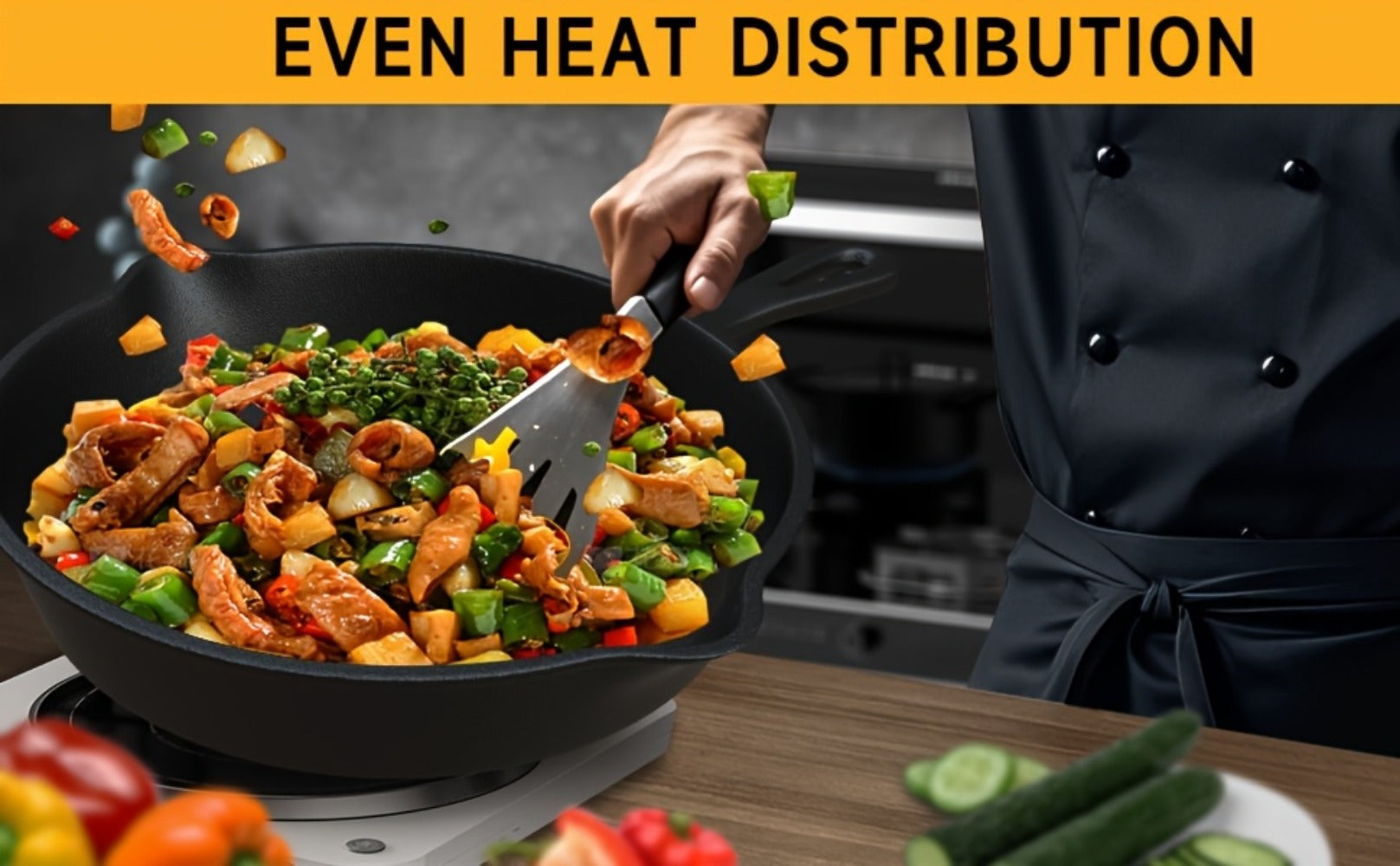 Cast Iron Skillet Set 3pcs - Non-Stick with Drip Spout, Pre-Seasoned Cookware for Holiday Cooking RV Campfire Outdoor Grilling, Heavy Duty Kitchen Frying Pan Set