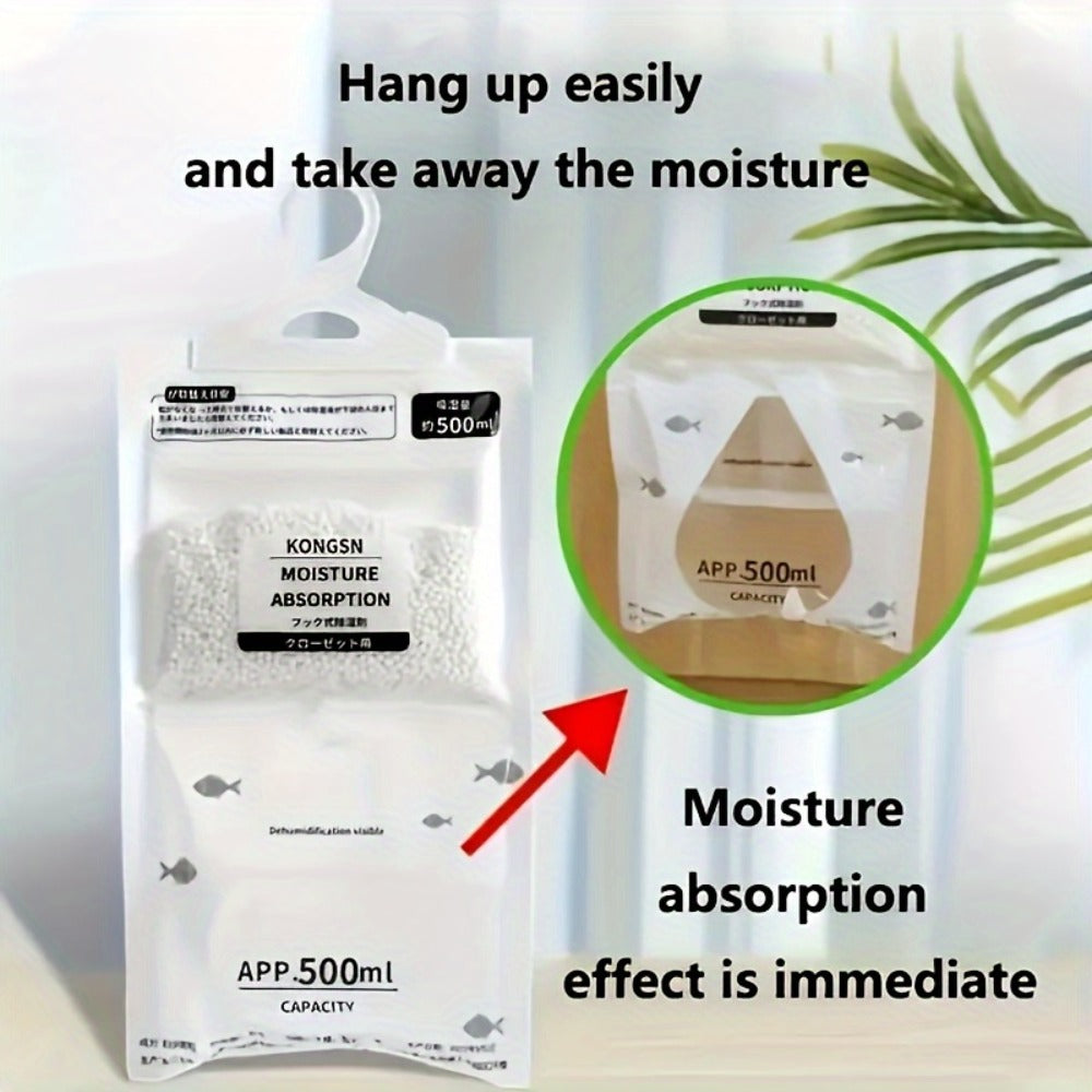 Moisture Absorber Bags 20 Pack Hanging Dehumidifier Bags 90-Day Power-Free Reusable Damp Absorber with Hooks for Wardrobe Bedroom Bathroom Closet