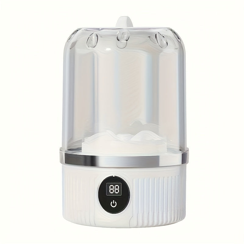 Portable Mini Washing Cup One-Button Start 2 Modes Impeller Hand-Wash Simulation Space-Saving Electric Mini Washer for Travel Camping Dorms Small Spaces White
